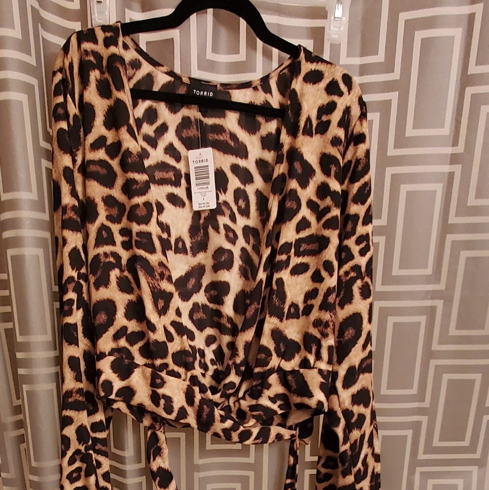 Cropped wrap blouse